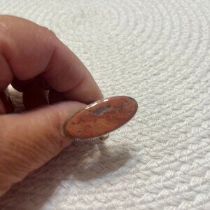 Beautiful RED RAINBOW JASPER Handmade Sterling 925 Ring Size 8.5 #703D